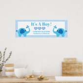 Boys Baby shower Blue Elephant Party Banner Poster (Keuken)