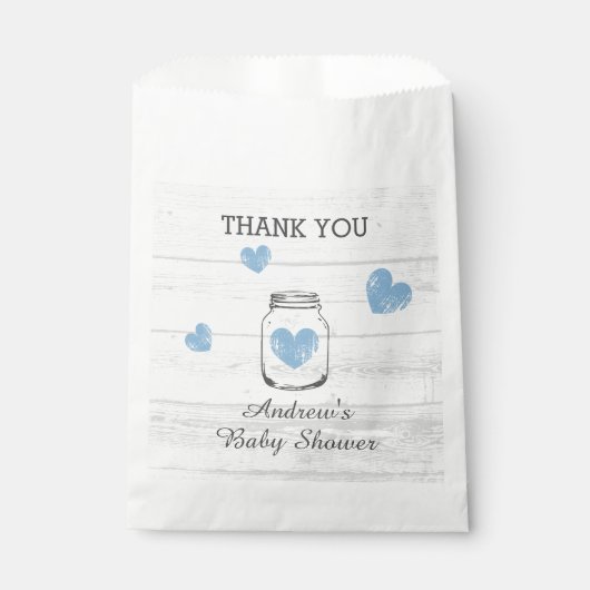 Boy's baby shower party  licht houtnerf bedankzakje (Voorkant)
