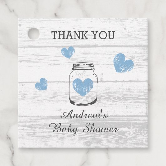 Boy's baby shower party rustiek hout charmant bedankjes labels (Voorkant)