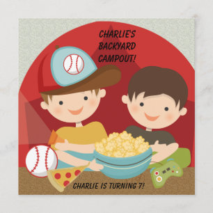 Boys Backyard Campout Birthday-uitnodigingen Kaart