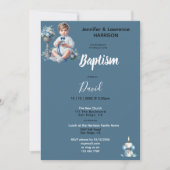 Boy's Baptism Blue Gepersonaliseerd Kaart (Voorkant)