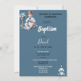 Boy's Baptism Blue Gepersonaliseerd Kaart