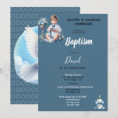 Boy's Baptism Blue Gepersonaliseerd Kaart (Voorkant / Achterkant)