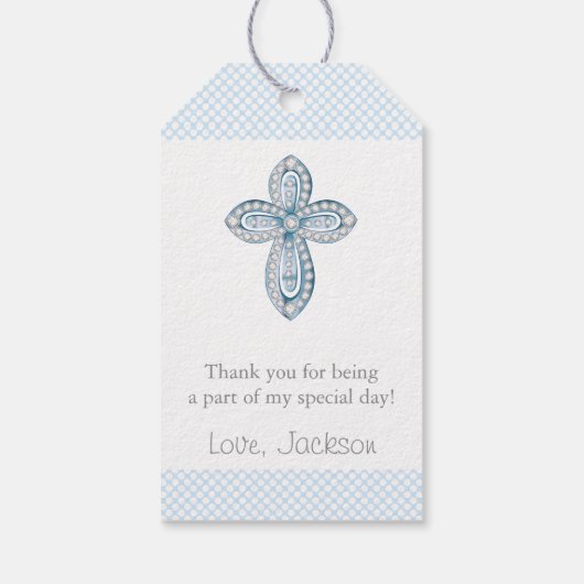 Boys Baptism Gift Labels Cadeaulabel (Achterkant)