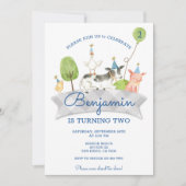 Boys Barnyard First Birthday Invite Kaart (Voorkant)
