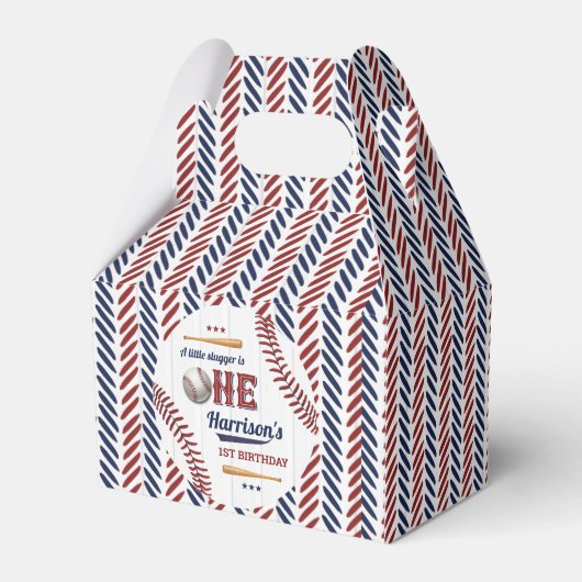 Boys Baseball 1e verjaardag Bedankdoosjes (Achterkant)