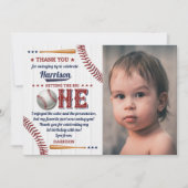 Boys Baseball 1e verjaardag Foto Bedankkaart (Voorkant)