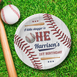 Boys Baseball 1e verjaardag Papieren Bordje