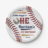Boys Baseball 1e verjaardag Papieren Bordje (Voorkant)