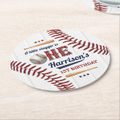 Boys Baseball 1e verjaardag Ronde Kartonnen Onderzetter (Gebogen)