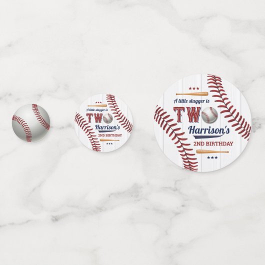 Boys Baseball 2e verjaardag Foto Confetti (Voorkanten)