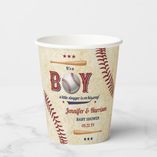  Boys Baseball Baby shower Papieren Bekers (Achterkant)