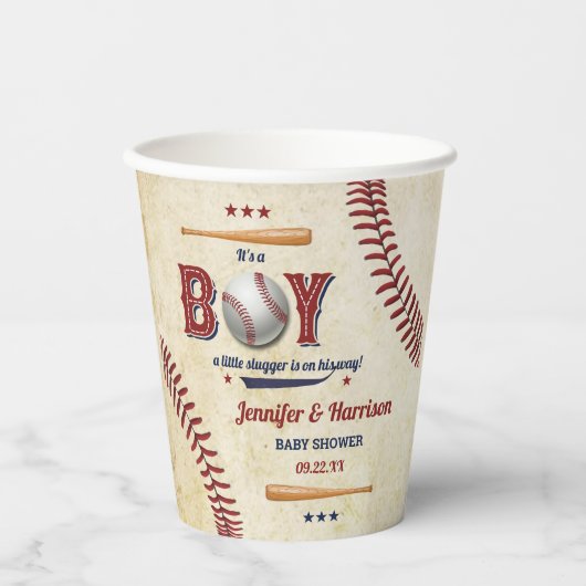  Boys Baseball Baby shower Papieren Bekers (Voorkant)