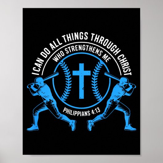 Boys Baseball Christian-shirt Softball I Can Do Al Poster (Voorkant)