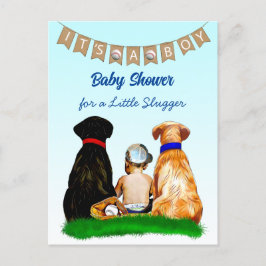 Boy's Baseball en Dogs Theme Baby shower Briefkaart