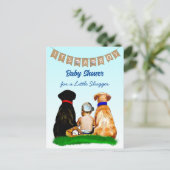 Boy's Baseball en Dogs Theme Baby shower Briefkaart (Staand voorkant)