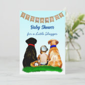 Boy's Baseball en Dogs Theme Baby shower Kaart (Staand voorkant)