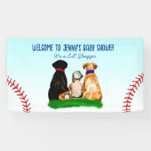 Boy's Baseball en Dogs Theme Baby shower Spandoek (Horizontaal)