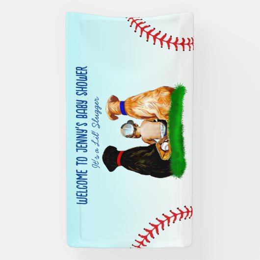 Boy's Baseball en Dogs Theme Baby shower Spandoek (Verticaal)