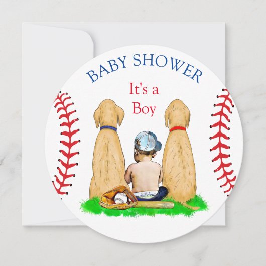 Boy's Baseball Theme Baby shower 2 Labs en Baby Kaart (Voorkant)