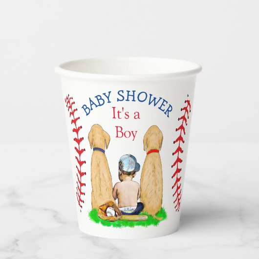 Boy's Baseball Theme Baby shower 2 Labs en Baby Papieren Bekers (Voorkant)