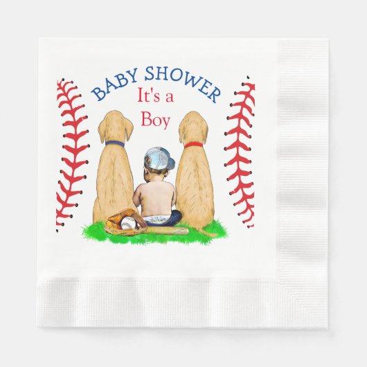 Boy's Baseball Theme Baby shower 2 Labs en Baby Servet (Voorkant)