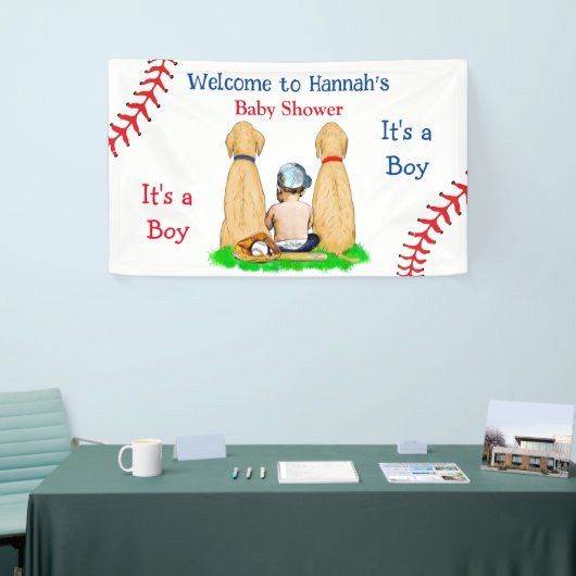 Boy's Baseball Theme Baby shower 2 Labs en Baby Spandoek (Beurs)