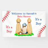 Boy's Baseball Theme Baby shower 2 Labs en Baby Spandoek (Horizontaal)
