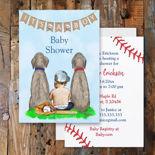 Boy's Baseball Theme Baby shower Kaart