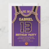  Boys Basketball 13 Birthday Party Invitation Kaart (Voorkant)