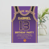 Boys Basketball 13 Birthday Party Invitation Kaart (Staand voorkant)