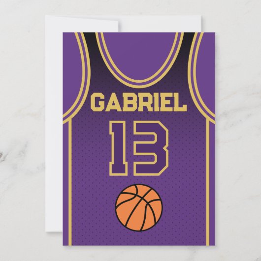  Boys Basketball 13 Birthday Party Invitation Kaart (Achterkant)