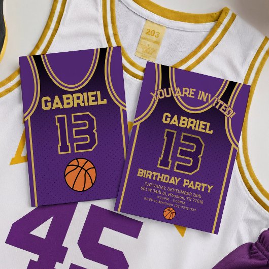  Boys Basketball 13 Birthday Party Invitation Kaart