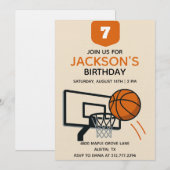 Boys Basketball Birthday • Editable Sports Party Kaart (Voorkant / Achterkant)