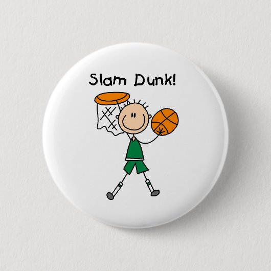 Boys Basketball Slam Dunk Ronde Button 5,7 Cm (Voorkant)