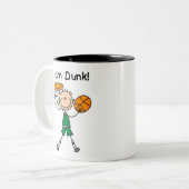Boys Basketball Slam Dunk Tweekleurige Koffiemok (Voorkant links)