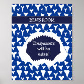 Boys Bedroom Funny Shark Keep Out Sign Poster (Voorkant)