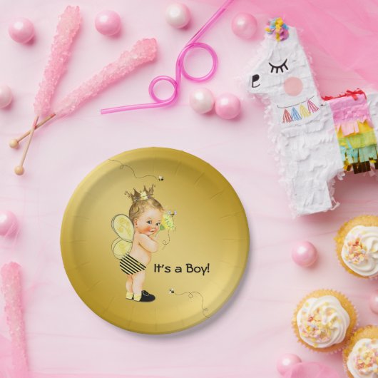 Boys Bee Baby shower Papieren Bordje (Feest)