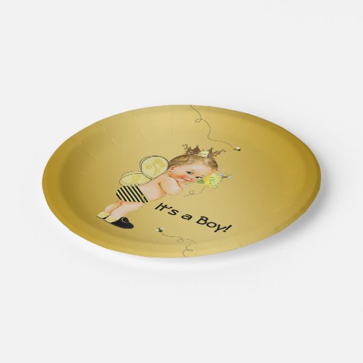 Boys Bee Baby shower Papieren Bordje (Gekanteld)