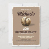  Boys Beige Sport Baseball Verjaardagsfeest Kaart (Voorkant)