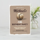  Boys Beige Sport Baseball Verjaardagsfeest Kaart (Staand voorkant)