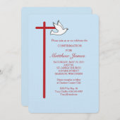 Boy's bevestiging Spirit Cross op blauwe uitnodigi Kaart (Voorkant / Achterkant)