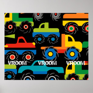 Boys Big Monster Truck Wall Poster voor Room