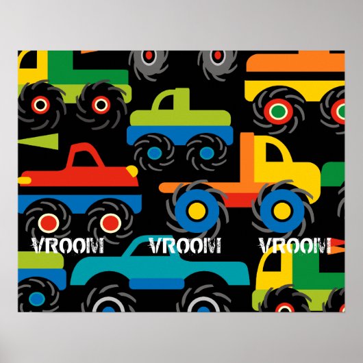 Boys Big Monster Truck Wall Poster voor Room (Voorkant)