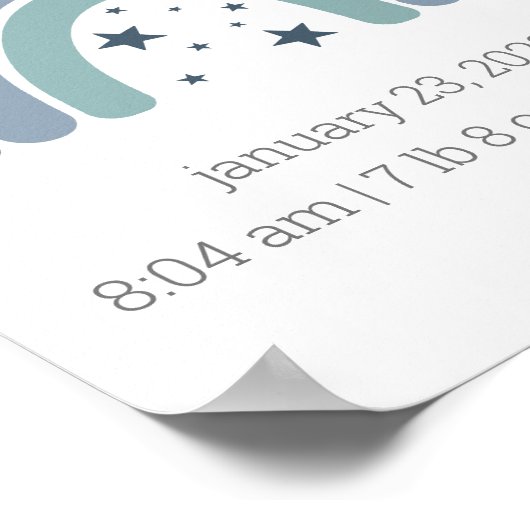 Boys Birth Stats Poster Personated Rainbow (Hoek)