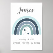 Boys Birth Stats Poster Personated Rainbow (Voorkant)
