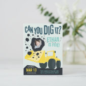 Boys Birthday Construction Truck Blue Yellow Briefkaart (Staand voorkant)