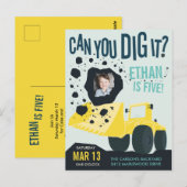 Boys Birthday Construction Truck Blue Yellow Briefkaart (Voorkant / Achterkant)