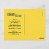 Boys Birthday Construction Truck Blue Yellow Briefkaart (Achterkant)