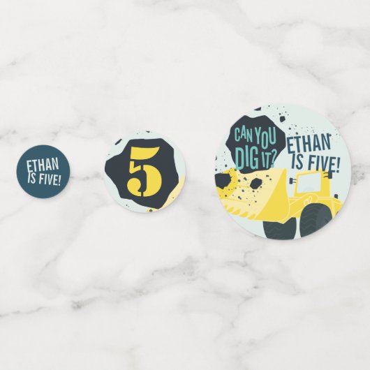 Boys Birthday Construction Truck Blue Yellow Confetti (Voorkanten)